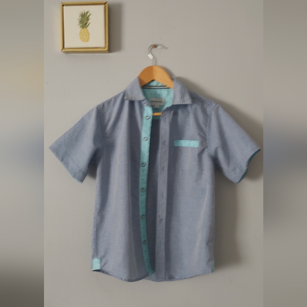 Shirt  Boys Short  Sleeve Stortion   Color Blue Size 10/12 New Without Tags